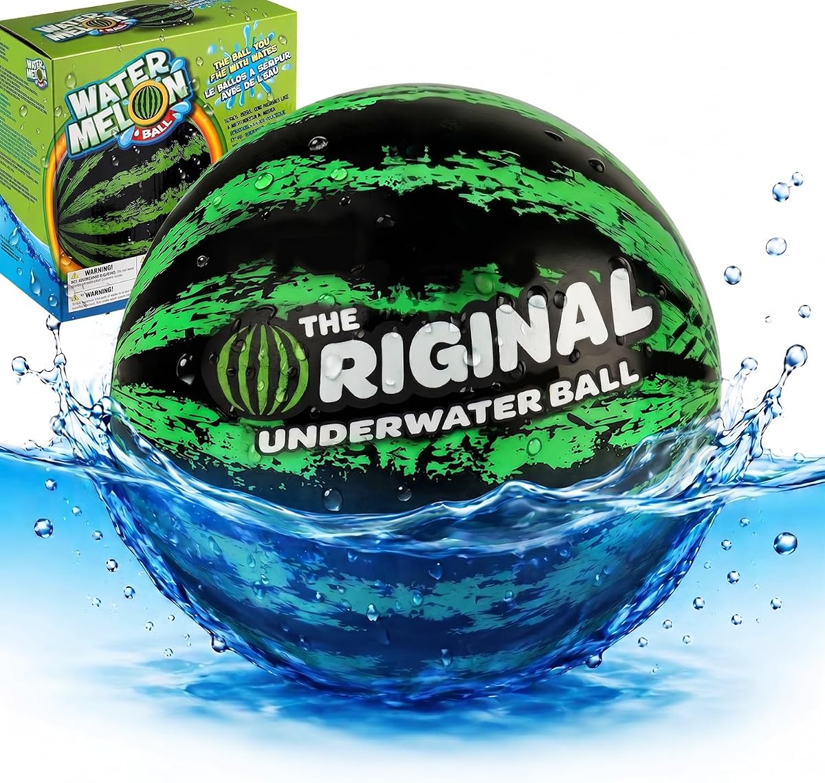 Watermelon Ball 9″ Green — underwater pool balls