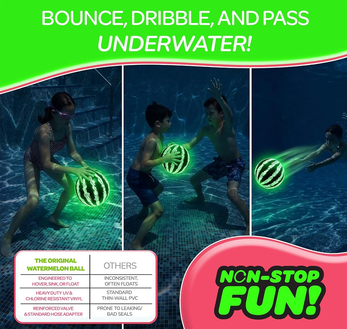 Watermelon Ball Lit 9″ in the water
